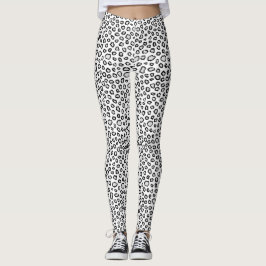 Legging Manchas de Leopardo Preto Cinza Intenso Estilo Urb