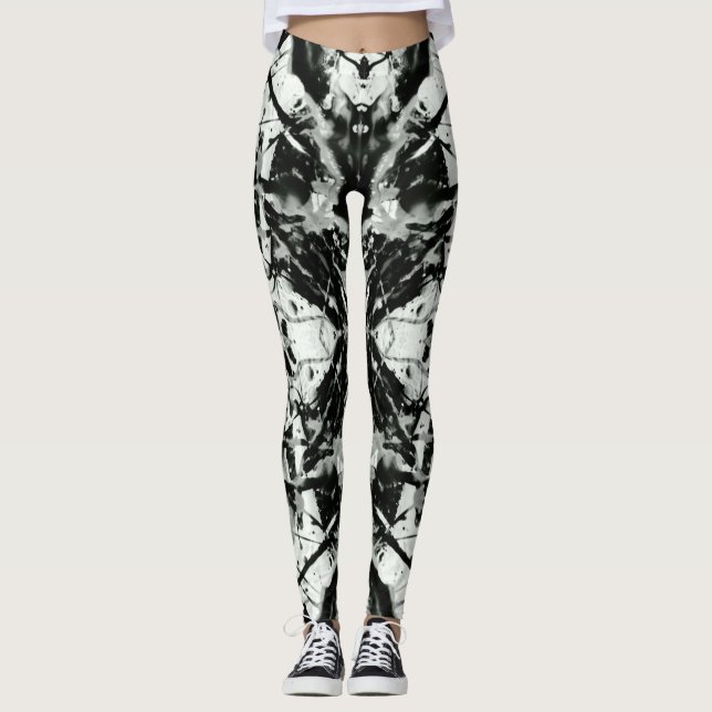 Legging Manchas de Tinta Rorschach em Preto e Branco (Frente)