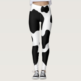 Legging Manchas de Vaca Moo Impressão Preto e Branco