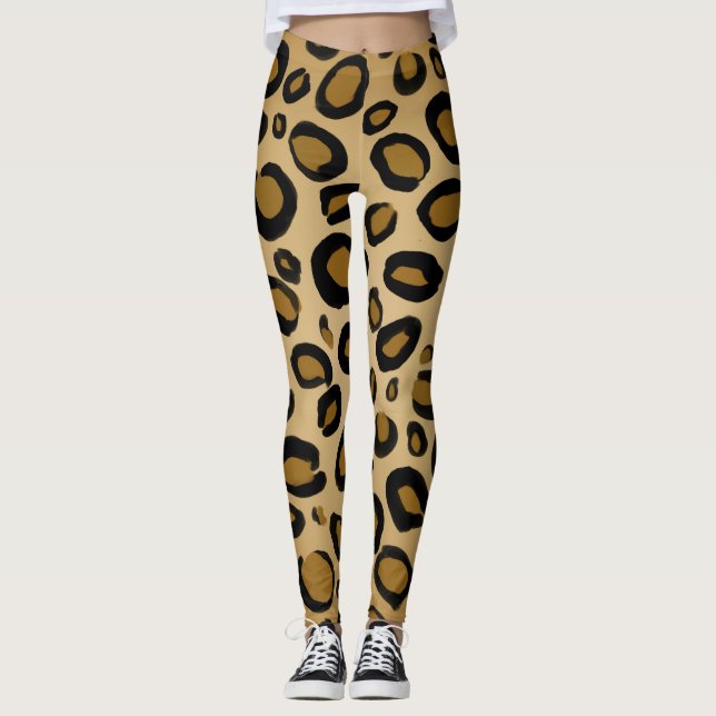 Legging Manchas Douradas De Leopardo De Chita Pintada (Frente)