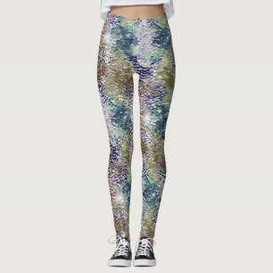 Legging Manchas e placas de tinta sob vidro martelado