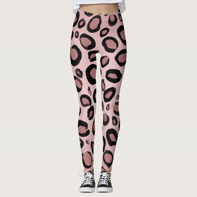 Legging Manchas impressas de Leopardo pintadas a rosa e pr (Frente)