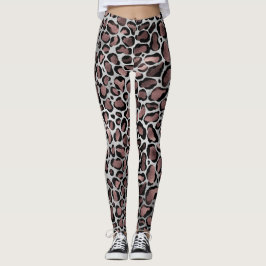 Legging Manchas-leopardo Douradas e pretas de Rosa metálic