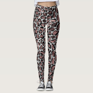Legging Manchas-leopardo Douradas e pretas de Rosa metálic