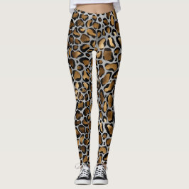 Legging Manchas-leopardo-Douradas e pretas, metalólicas, e