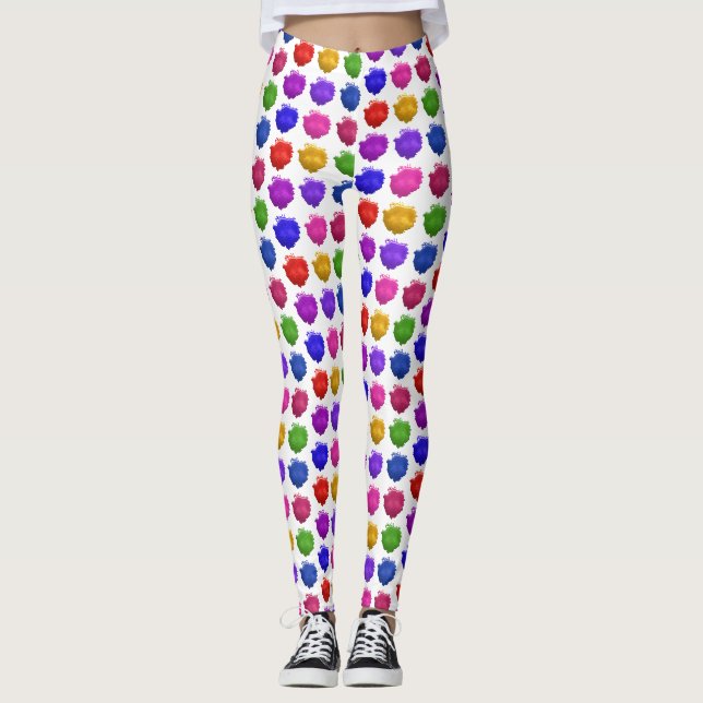 Legging Manchas ou gotas de tinta aquarela colorida (Frente)