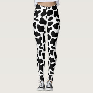 Legging manchas pretas e brancas, padrão de vaca