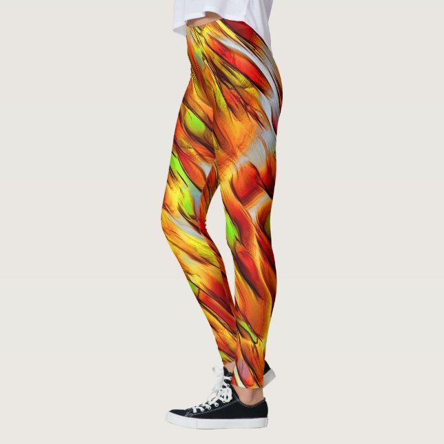 Legging Manchas vermelhas e cromáticas amarelas, cores que (Esquerda)