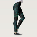 Legging Mandala Boho Teal e Black Yoga<br><div class="desc">Mandala Boho Teal e Design de Cinza. Ideal para uma aula de yoga ou após um programa online em casa.</div>