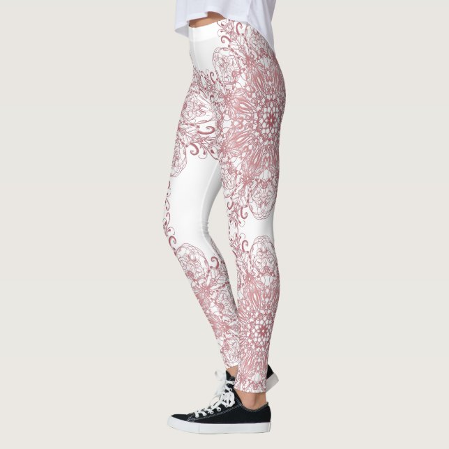 Legging Mandala. coral floral étnico (Esquerda)