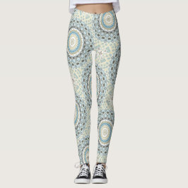 Legging Mandala Costeira em Tons de Areia, Azul e Madeira