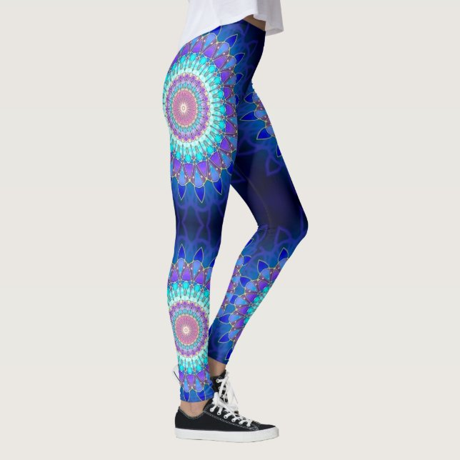 Legging Mandala da flor de Lotus - violeta ciana azul (Direita)
