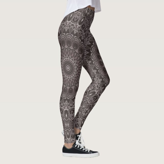 Legging Mandala de Aquarela em Veludo Profundo em Tons de  (Direita)