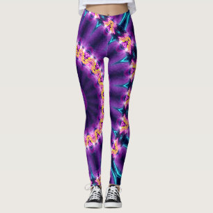 Legging Mandala de néon cósmica do delírio de Blackligh