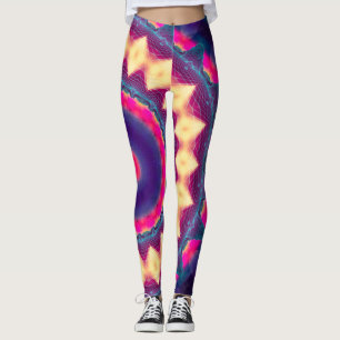 Legging Mandala de néon reactiva UV do delírio de Boho d