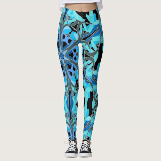 Legging Mandala Design, Blue Ivy em preto (Frente)