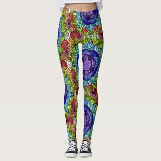 Legging Mandala Design in vivid jewel tonts (Frente)