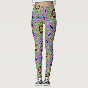 Legging Mandala Design, Neon Flower Power!