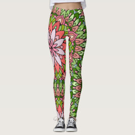 Legging Mandala Design Pointsettia de Natal, Férias