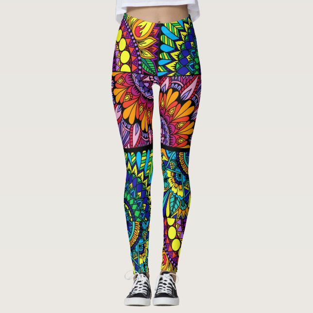 Legging Mandala do bloco da cor (Frente)