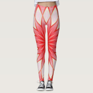 Legging Mandala Floral, Branco E Vermelho