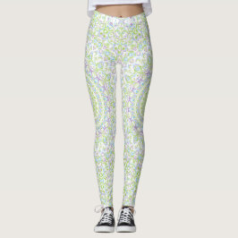 Legging Mandala Fresca de Primavera em Verde, Azul e Lavan