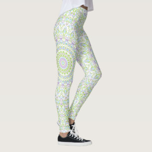 Legging Mandala Fresca de Primavera em Verde, Azul e Lavan