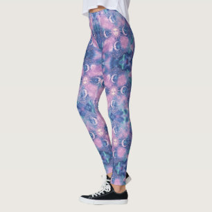 Legging Mandala Galáxia Nebulosa do Sol e da Lua Celeste