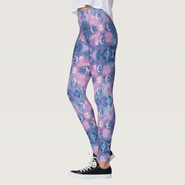 Legging Mandala Galáxia Nebulosa do Sol e da Lua Celeste (Esquerda)