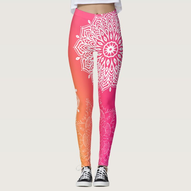 Legging Mandala rosa e YOGA amarela (Frente)