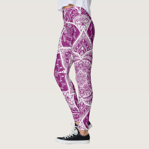 Legging Mandala roxa e branca - Loergann na Dahlia