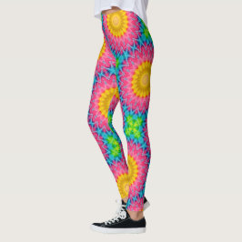 Legging Mandalá Tie-Dye Arco-íris com Simetria Vibrante