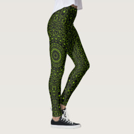 Legging Mandala Verde Chartreuse com Simetria Negrito