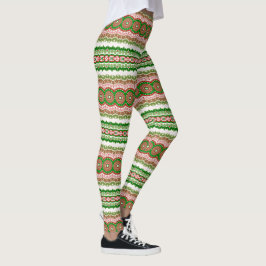 Legging Mandalas de Natal em Vermelho, Verde e Dourado Que