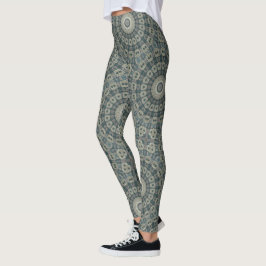 Legging Mandalas de Tons Terrosos com Padrões Geométricos 