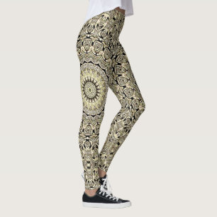 Legging Mandalas de Tons Terrosos Padrões Geométricos Intr