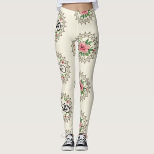 Legging Mandalas Florais de Bicicleta Padrão Sem Costura