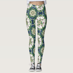 Legging Mandalas Florais de Diamante Padrão Sem Costura