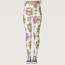 Legging Mandalas Florais Divertidos Padrão Sem Costura