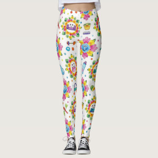 Legging Mandalas Florais Divertidos Padrão Sem Costura