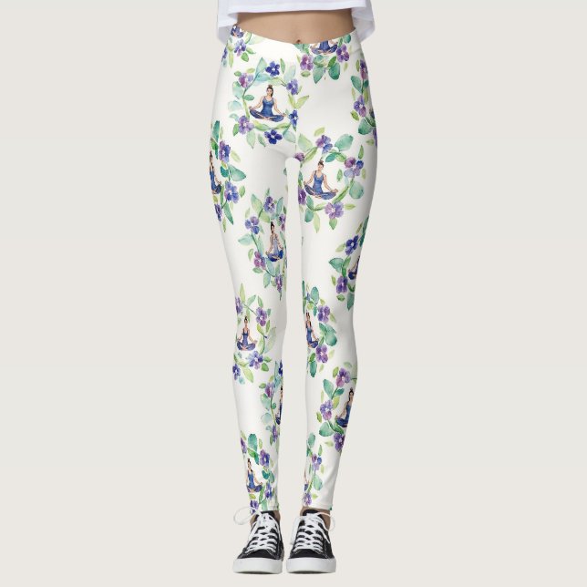 Legging Mandalas Florais Orgânicas Padrão Contínuo (Frente)