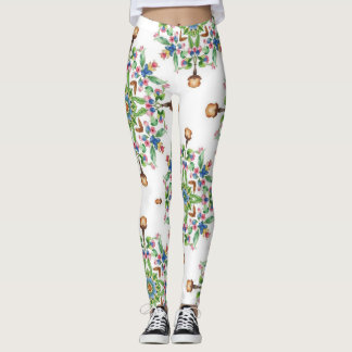 Legging Mandalas Formadas a partir de um Padrão Floral Sem