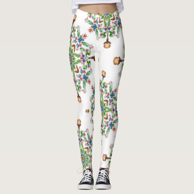 Legging Mandalas Formed From Floral Seamless Pattern (Frente)