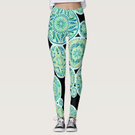 Legging Mandalas invertidas do tom do mar