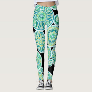 Legging Mandalas invertidas do tom do mar
