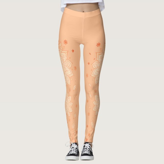 Legging Mandalas Minimalistas de Iogue em Tons Pastel de P (Frente)