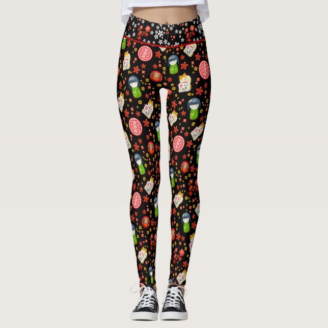 Legging Maneki Neko Cat e Geisha (Frente)