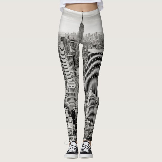 Legging Manhattan, Nova Iorque (panorama preto e branco) (Frente)