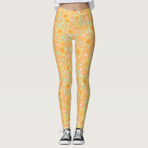 Legging Manteiga Amarela Dourada Flor
