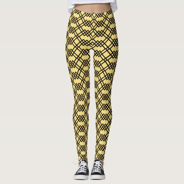 Legging Manteiga Geométrica de Latência Moderna Amarelo e  (Frente)